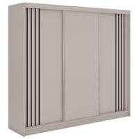 SCHWEBETÜRENSCHRANK mit Lamellen und Schubladen NAURU - 240 - Kaschmir und Schwarz - Kaschmir/Schwarz, Holzwerkstoff/Metall (240/216/61cm) - MKS