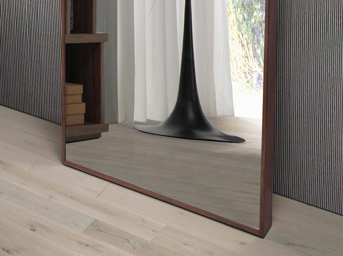 WANDSPIEGEL Rechteckig Walnuss 88/200/8 cm - Walnussfarben, Glas/Holz (88/8/200cm) - ANGEL CERDA