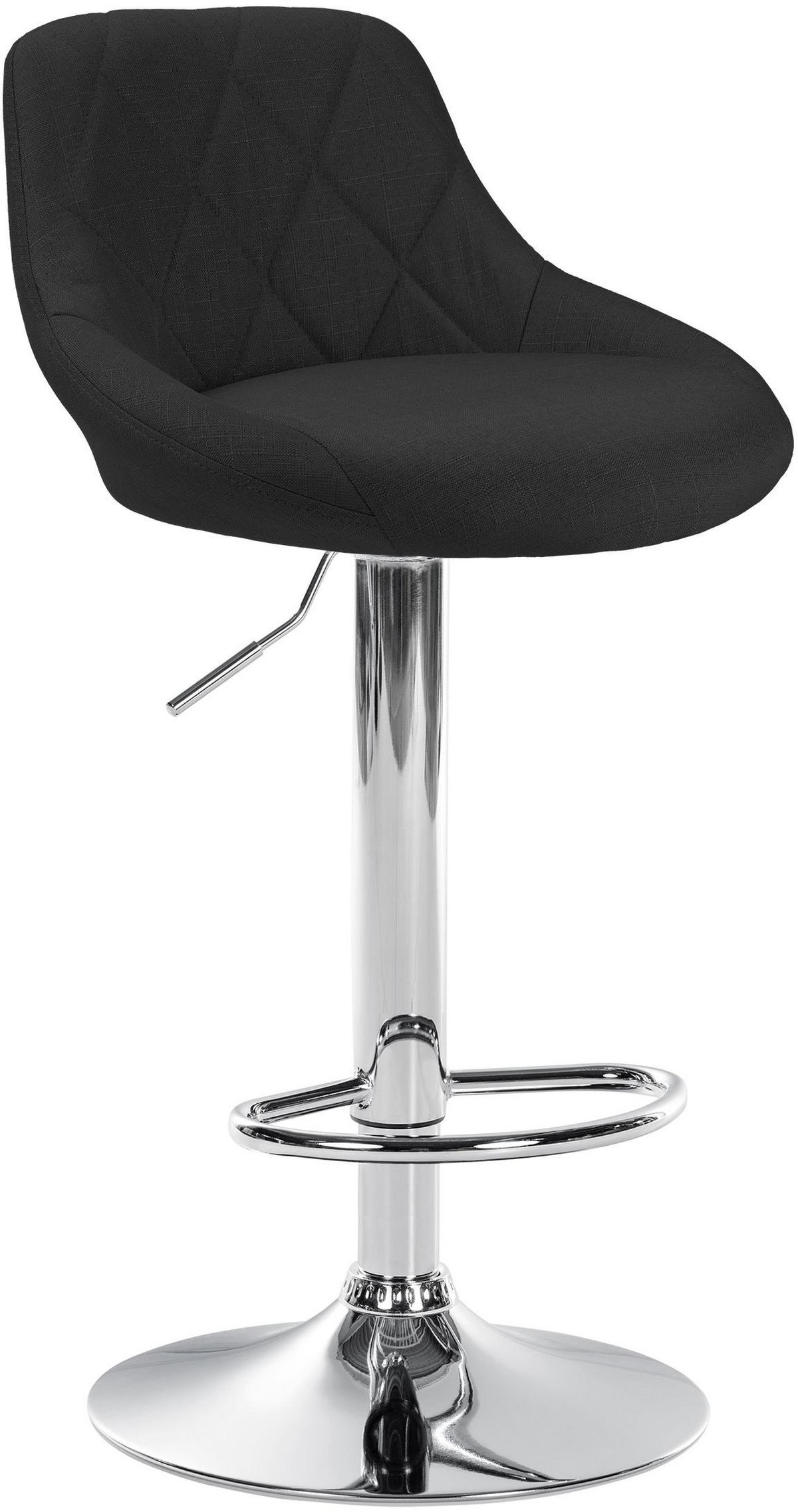 BARHOCKER Stoff schwarz - Chromfarben/Schwarz, Textil/Metall (46/83/49cm) - CLP