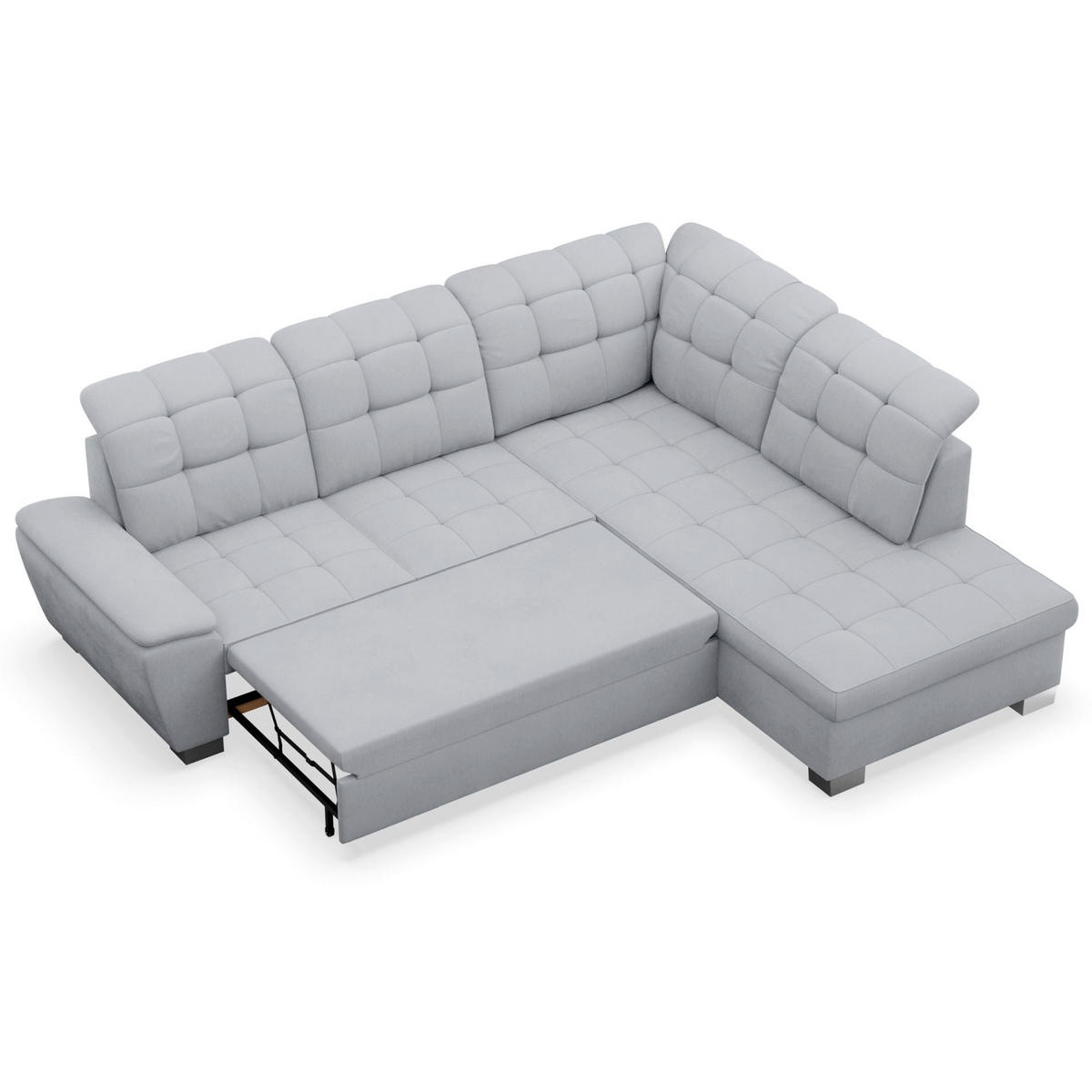 ECKSOFA Jamaal Hellgrau rechtsseitig - Hellgrau/Schwarz, Textil (212/258cm) - Selsey