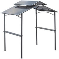 GRILLPAVILLON mit Flammschutzdach 2,5 x 1,5m BBQ-Pavillon mit 2 Ablagen Stahl PC - Schwarz/Braun, Kunststoff/Metall (150/250/240cm) - Outsunny