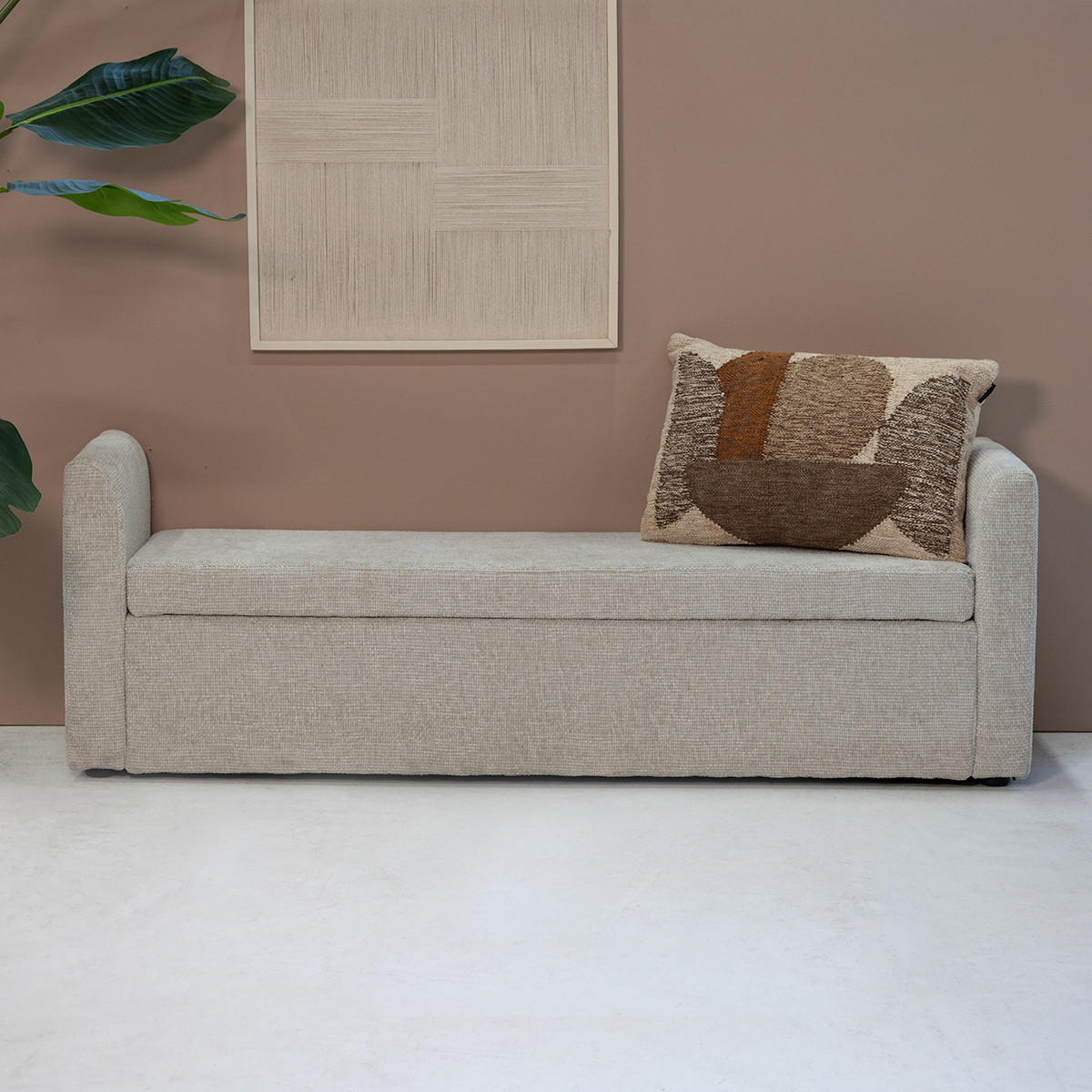 AUFBEWAHRUNGSBANK aus Stoff 150cm, beige - Beige, Textil (151/50/45cm) - Giga Meubel
