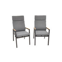 GARTENSTUHL Brisbane 2er-Set Anthrazit Aluminium stapelbar Hochlehner verstellbare Lehne - Grau, Kunststoff (57/111/63cm) - Green Spirit