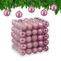 100XWEIHNACHTSKUGELN - Rosa, Kunststoff (6/7/6cm) - Relaxdays