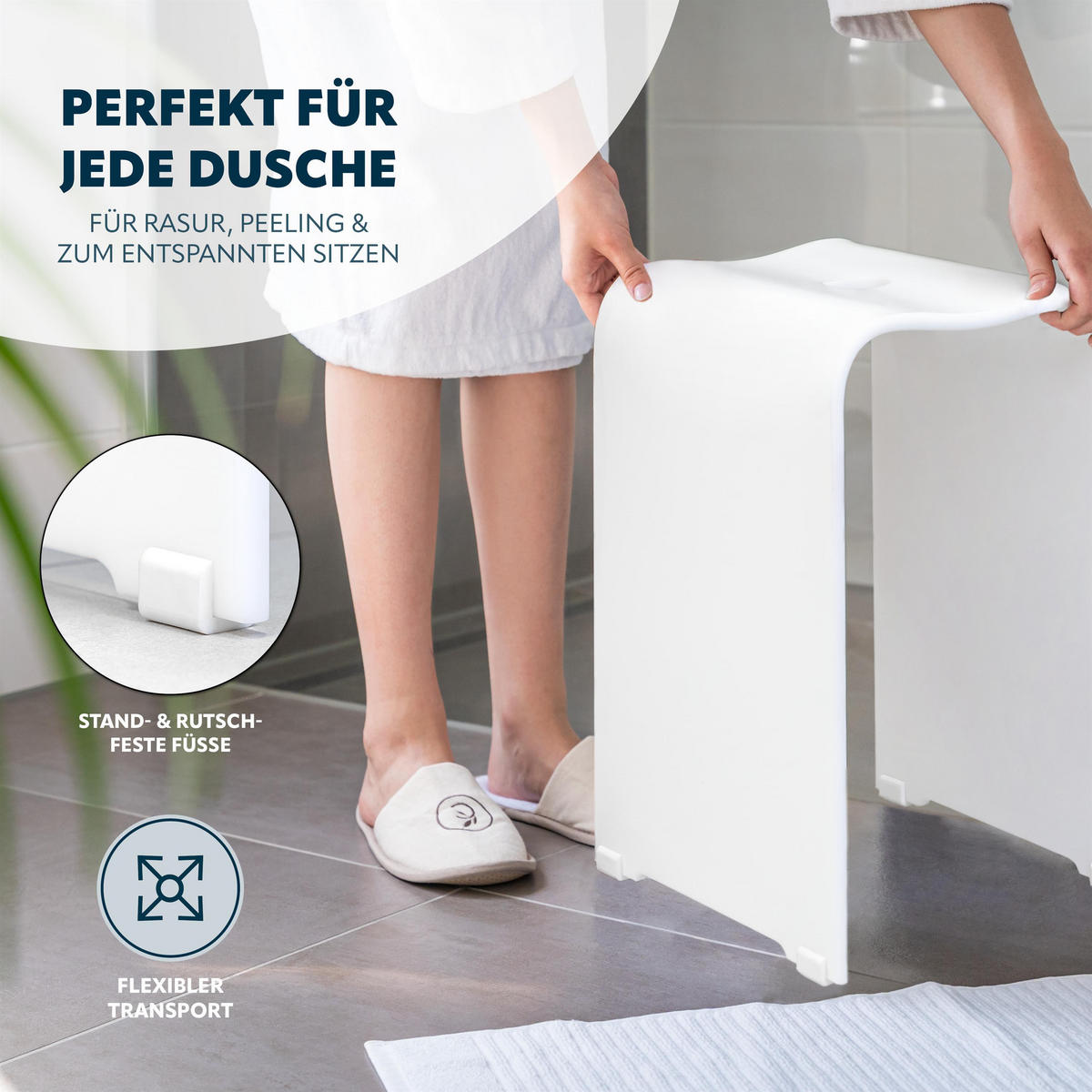 DUSCHHOCKER Acryl, mattweiss - Weiß, Kunststoff (32/48.5/27cm) - bremermann