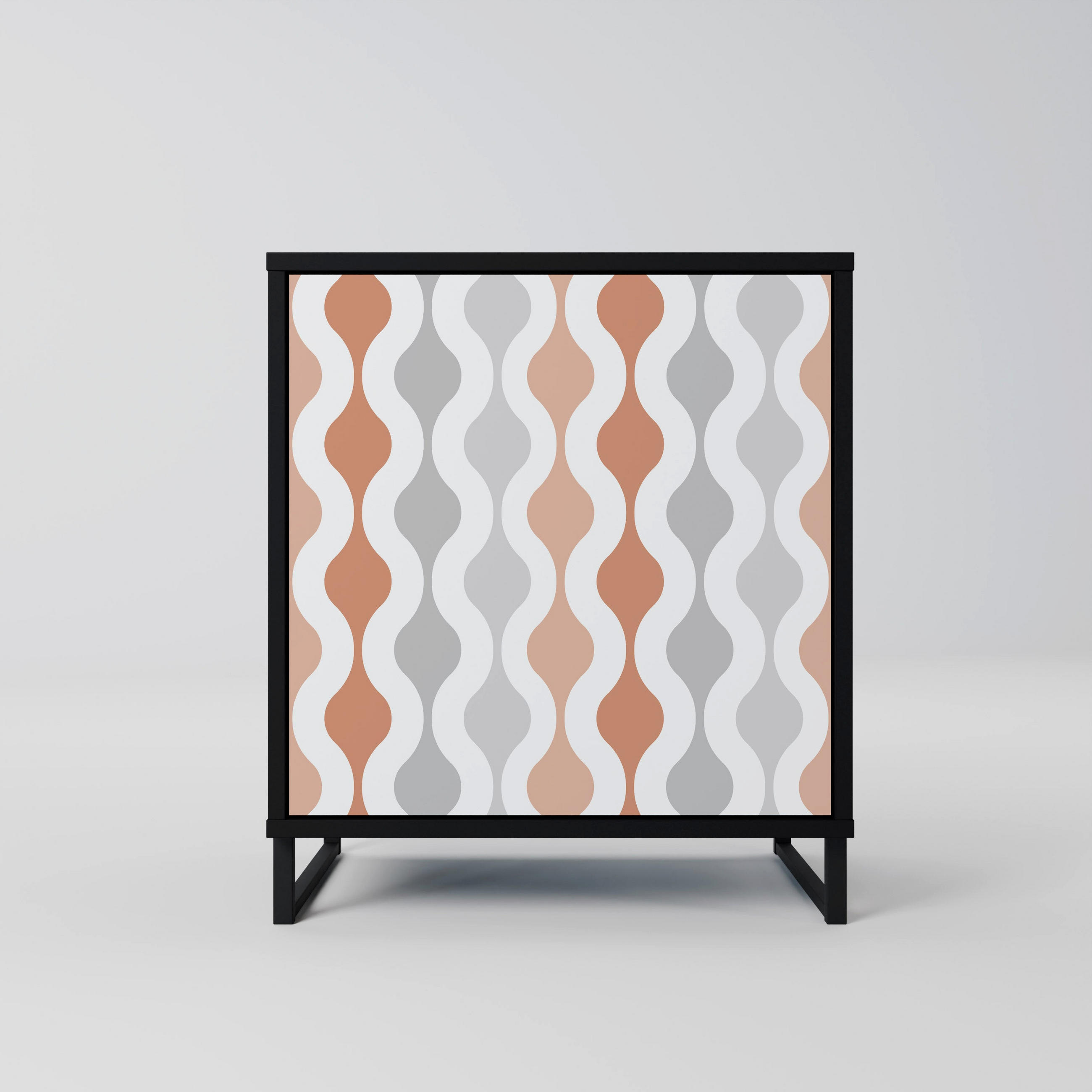 SIDEBOARD HAZY NOSTALGIA, Schwarz, 57,5x42x67,5 cm, Schwarze Metall-Rahmenfüße - Multicolor/Schwarz, Holzwerkstoff/Metall (57.5/67.5/42cm) - SpaceRebels