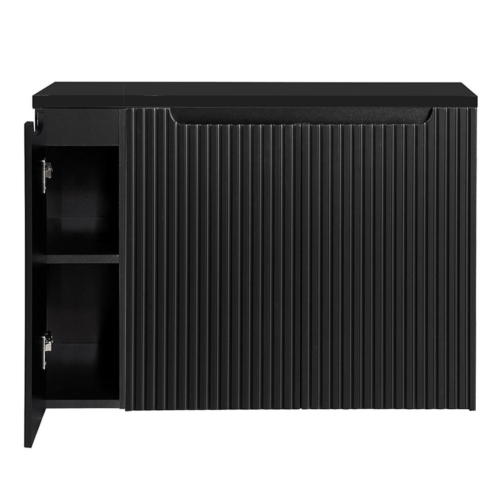 WASCHBECKENSCHRANK Newport-56 - Schwarz, Holzwerkstoff (100/60/40cm) - Lomado