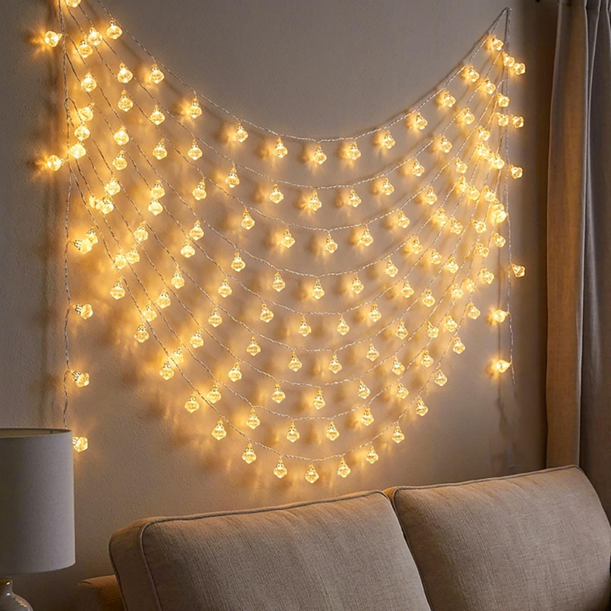 LED Dekoleuchte Lichterkette Silber Kristall Design - Silberfarben, Kunststoff (120/2.2/2.7cm) - Globo Lighting