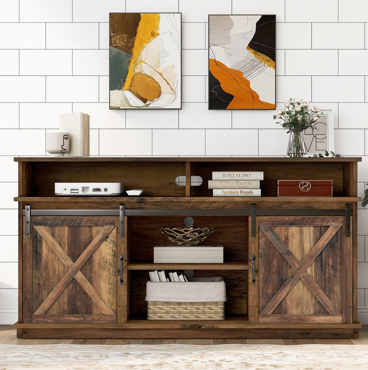 TV-SCHRANK mit Schiebetüren 148 x 40 x 78 cm Braun - Braun, Holzwerkstoff (40/78/148cm) - Beauniv