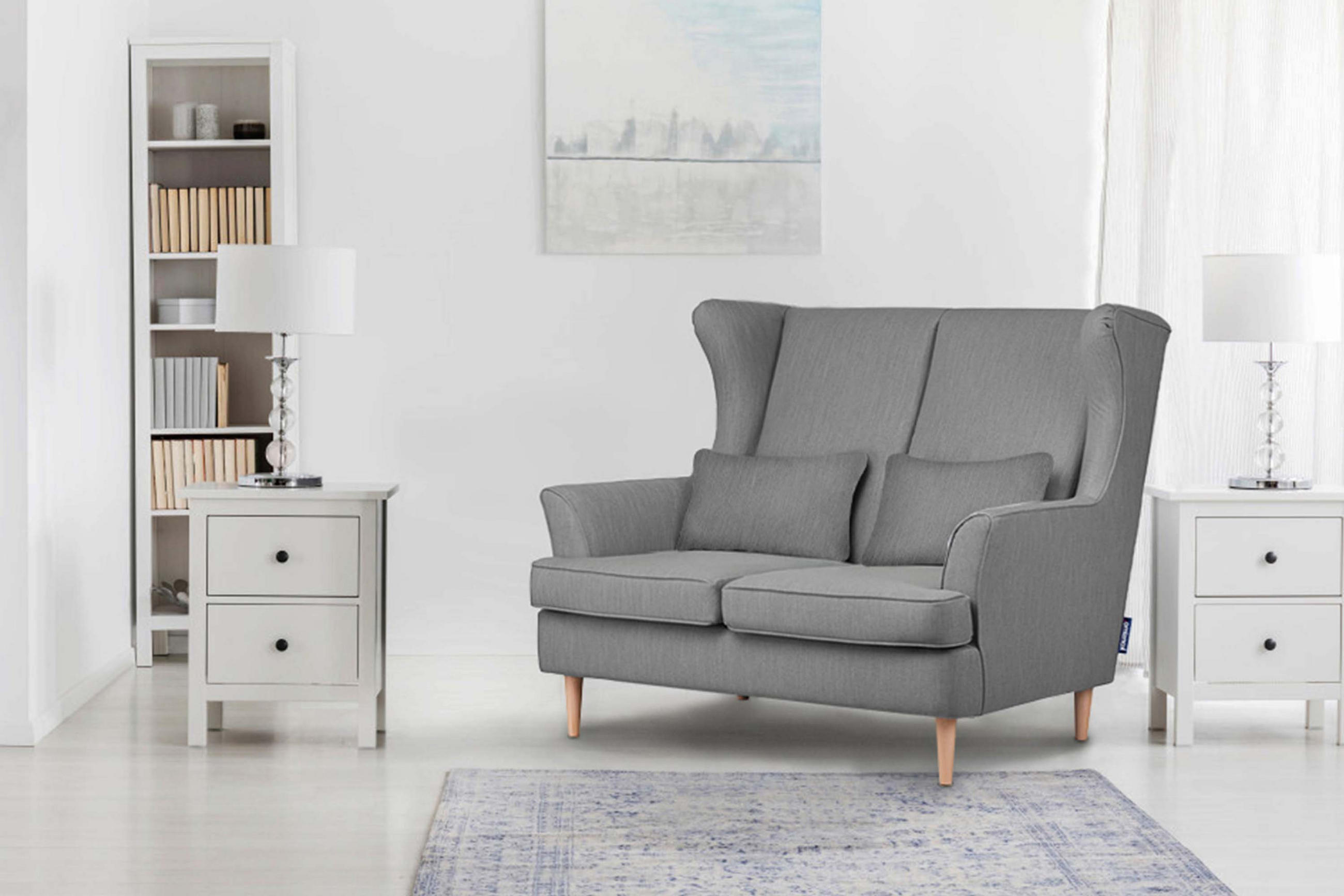 DOPPELSESSEL STRALIS Klassische Stil, grau - Grau, Textil (136/106/96cm) - KONSIMO®