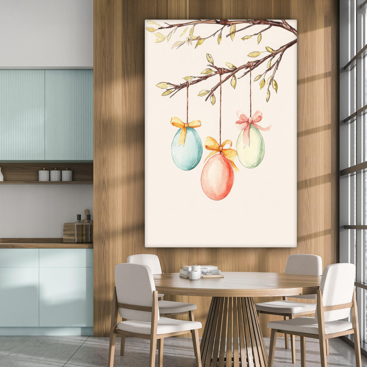 SLIKA NA PLATNU Velikonočna jajca 90x140 cm - krem, tekstil (90/140cm) - MuchoWow