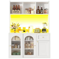 BUFFET 120/35/167 cm in Weiß mit LED-Beleuchtung und Glastüren - Weiß, Holzwerkstoff (120/167/35cm) - Flora Grace