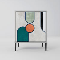SIDEBOARD COOL STORY, Grau, 57,5x42x72,5 cm, Schwarze Metallfüße - Multicolor/Schwarz, Holzwerkstoff/Metall (57.5/72.5/42cm) - SpaceRebels