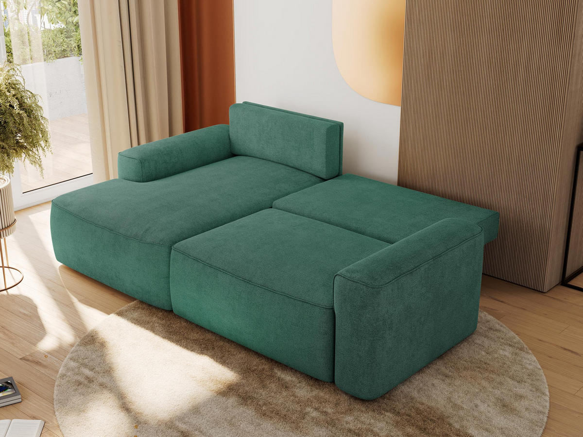 ECKSOFA BELLUNO L Grün Strukture - Links - Schwarz/Grün, Textil (144/233cm) - MKS