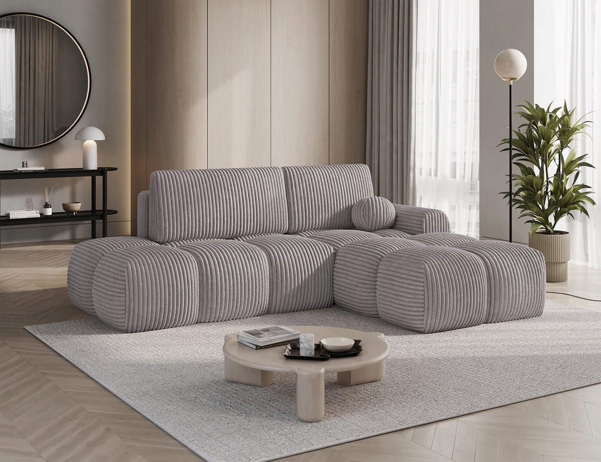 ECKSOFA VITTARIO mit Schlaffunktion & Bettkasten – Modernes L-Sofa 227 cm, inklusive Kissen - Grau, Kunststoff (227/95cm) - Wohnideebilder