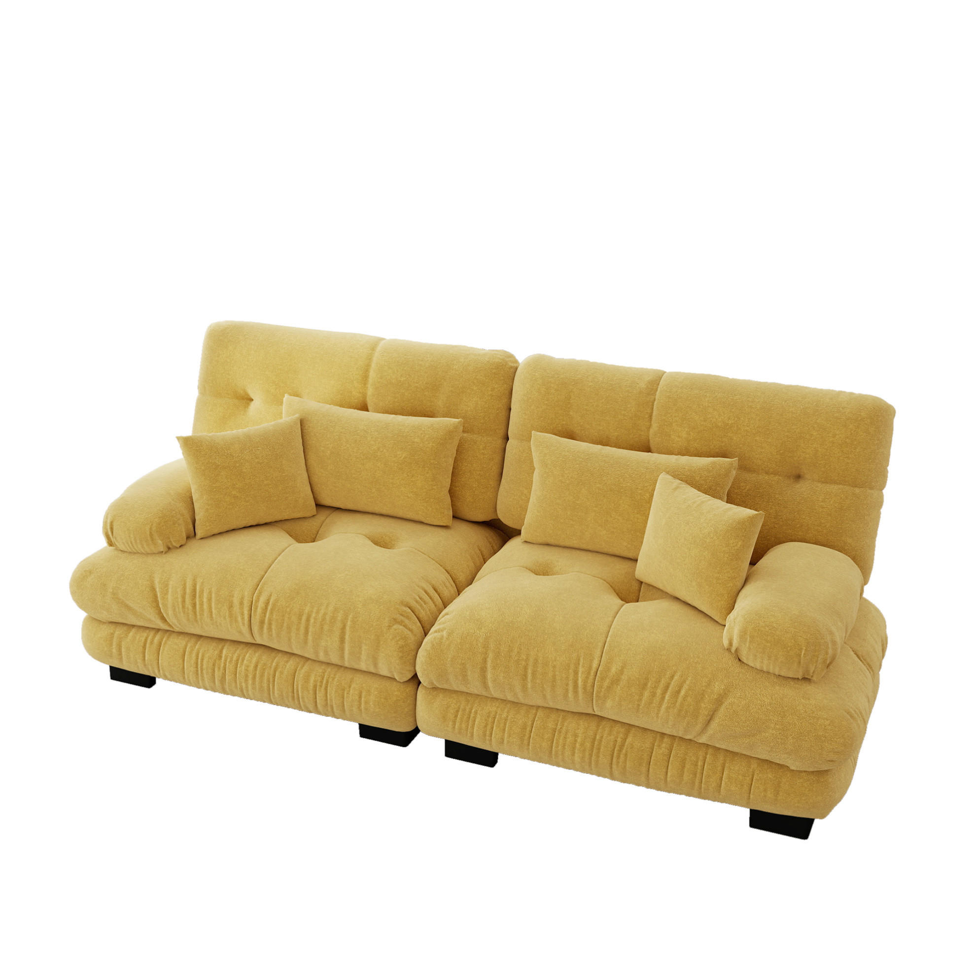 ECKSOFA 220/77/81 cm gelb aus Chenille mit modularem Design und Kissen - Gelb, Textil (77/220cm) - OKWISH