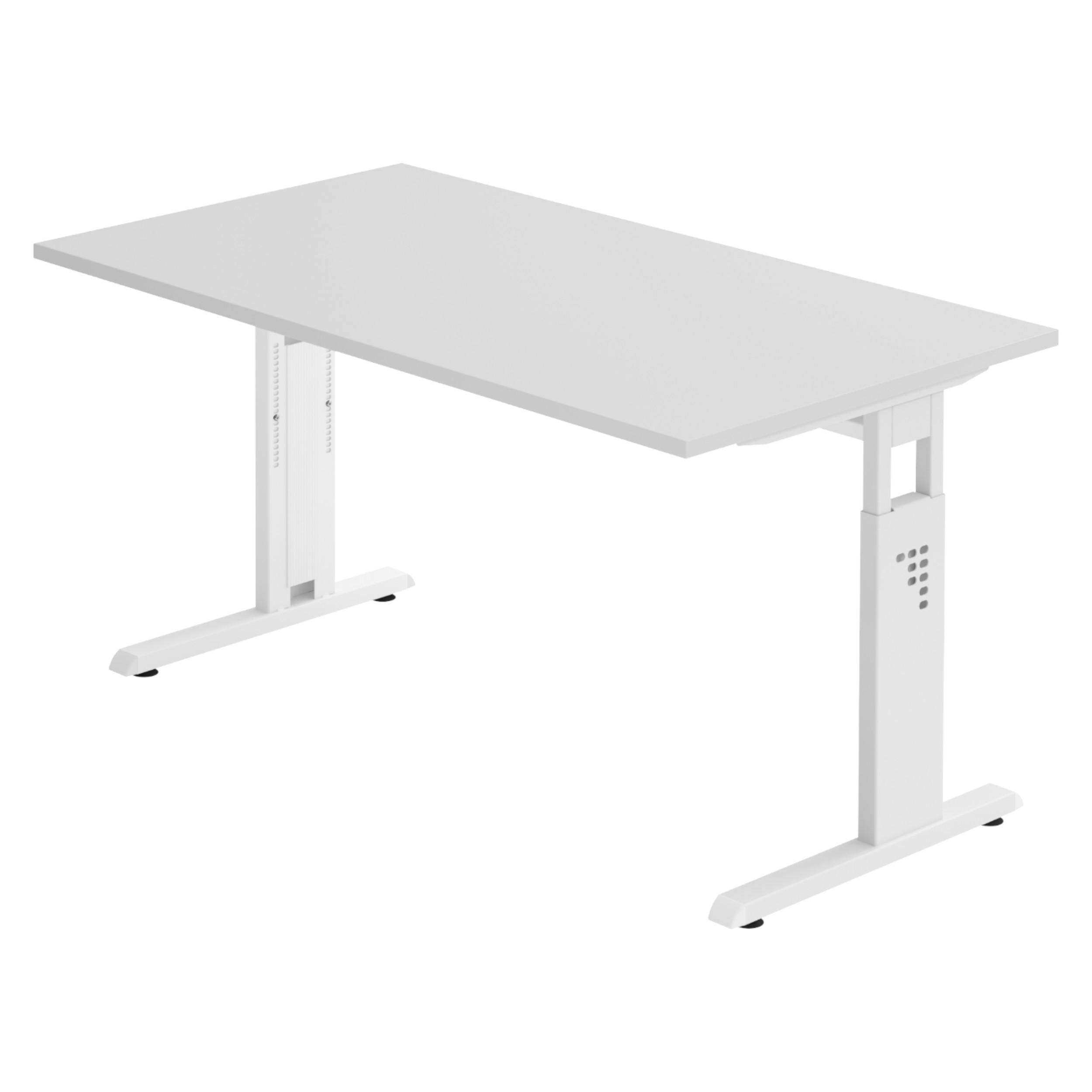 SCHREIBTISCH Serie-O 80/140/74 cm in Grau/Weiß - Weiß/Grau, Holzwerkstoff (80/140/74cm) - bümö