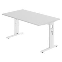 SCHREIBTISCH Serie-O 80/140/74 cm in Grau/Weiß - Weiß/Grau, Holzwerkstoff (80/140/74cm) - bümö