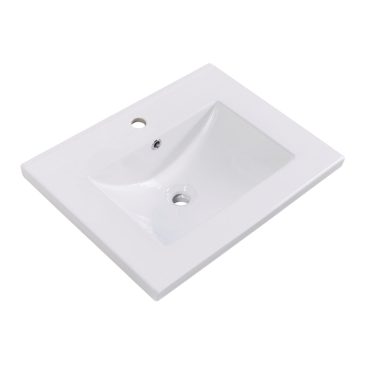 WASCHTISCH mit Unterschrank und Keramikbecken 60 cm Grey+White 2-tlg. - Grau, Holzwerkstoff (46/90/61cm) - Beauniv