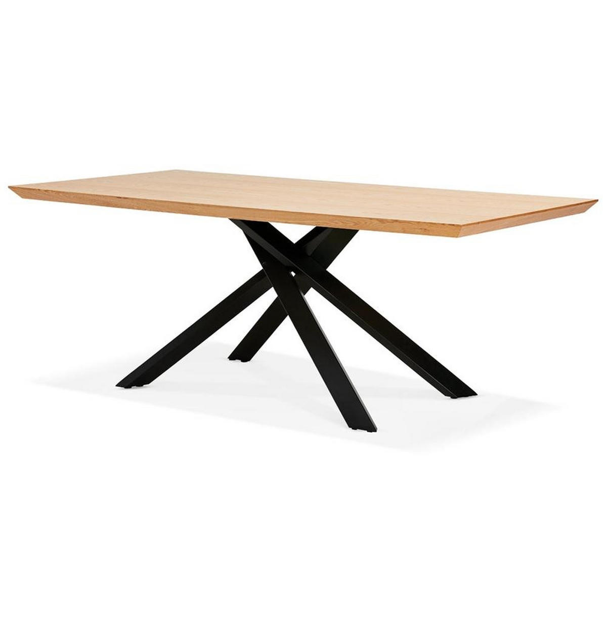 ESSTISCH Massivholz Metall X-Gestell Verschiedene Varianten NERIXO, Beige-Schwarz 200x100x75,5 cm - Beige/Schwarz, Holz/Metall (100/200/76cm) - KADIMA DESIGN
