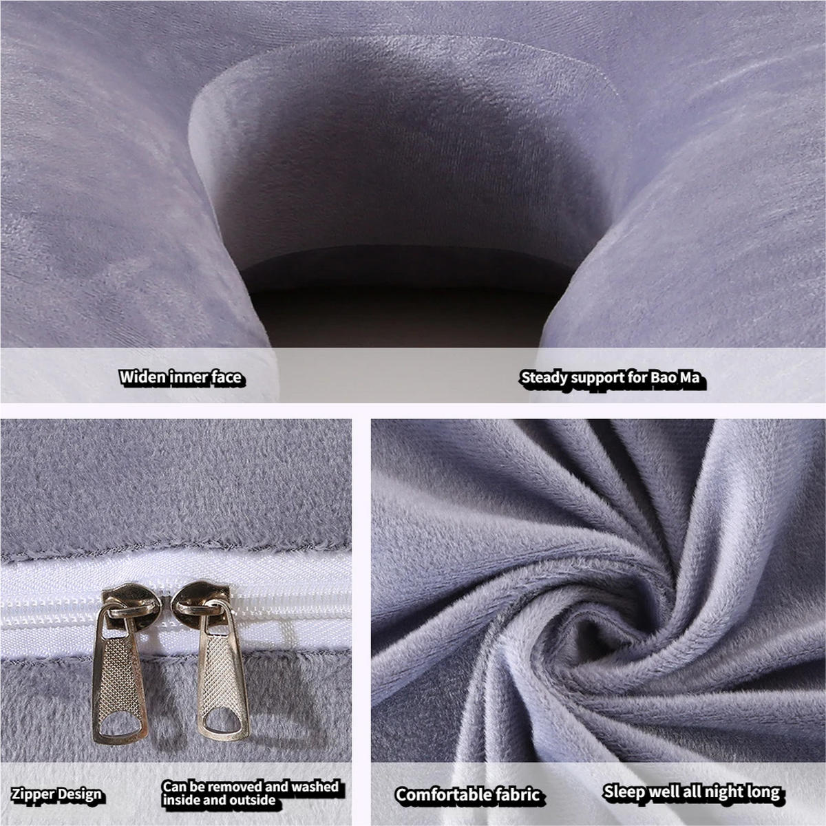 SEITENSCHLÄFERKISSEN,U-FÖRMIGES Schwangerschaftskissen，130/70/15 cm Lila - Lila, Textil (70/130cm)