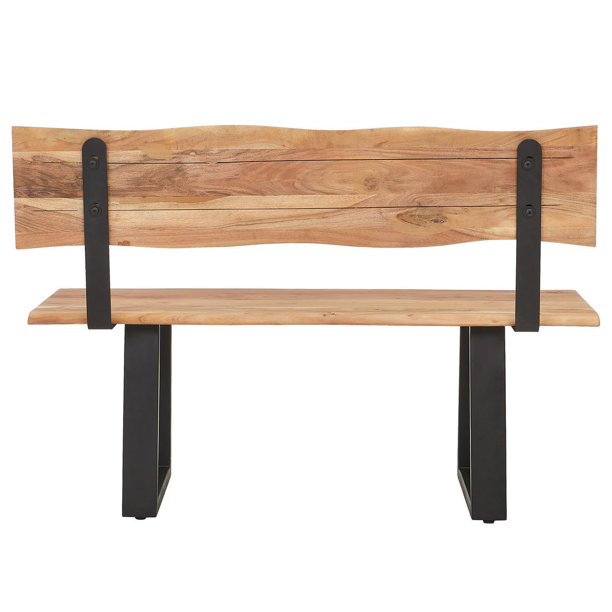 SITZBANK - Akazie massiv / Eisen - Schwarz/Braun, Holz/Metall (200/85/50cm) - home24