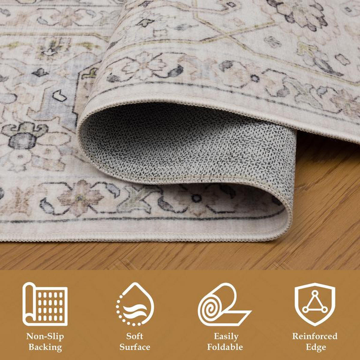 TEPPICH waschbar Flanel Light Beige/Grau 80x150 cm - Multicolor, Textil (80/150cm) - Vercai Rugs