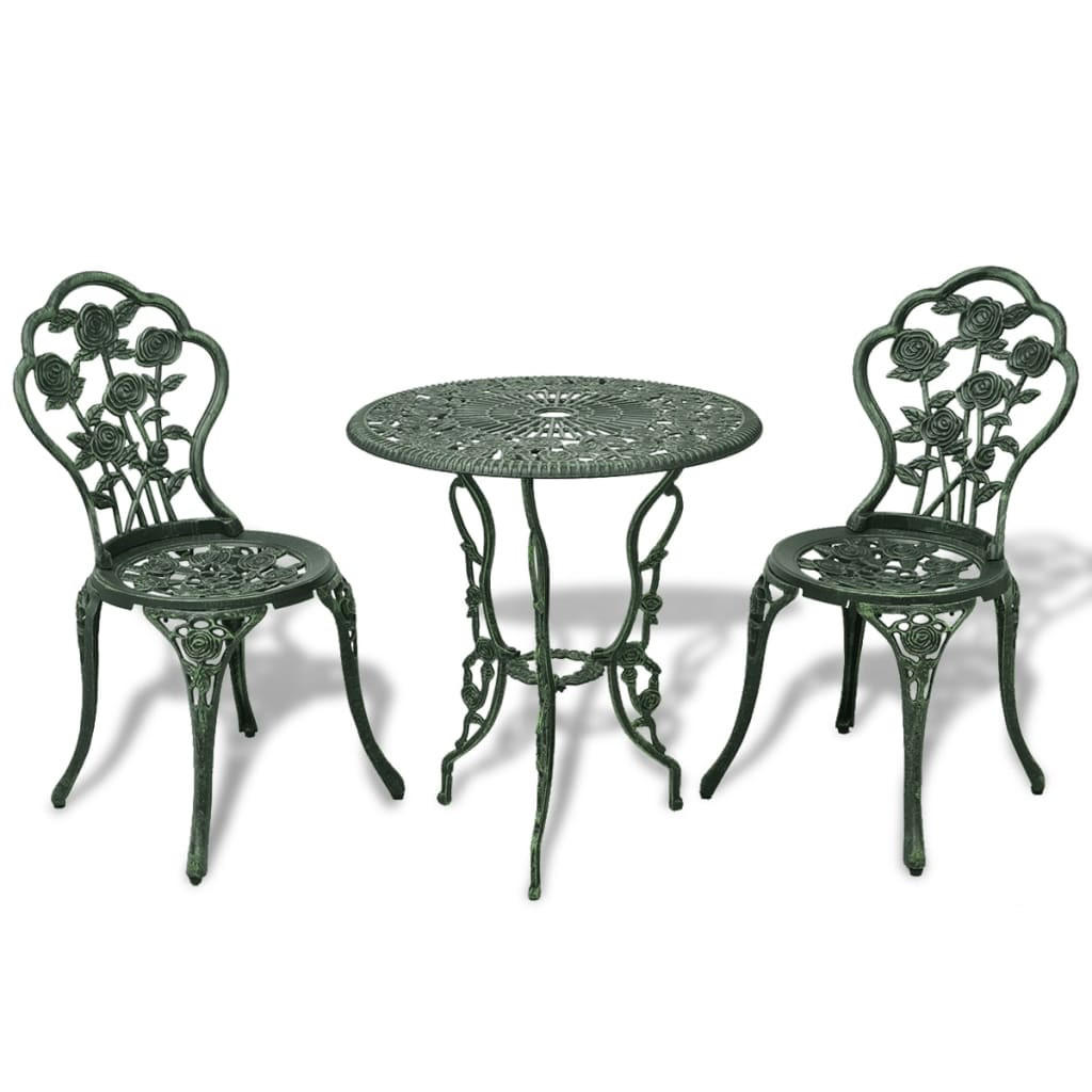 BISTRO-SET 3-teilig Aluminiumguss Grün - Grün, Metall - vidaXL