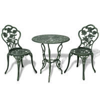 BISTRO-SET 3-teilig Aluminiumguss Grün - Grün, Metall - vidaXL