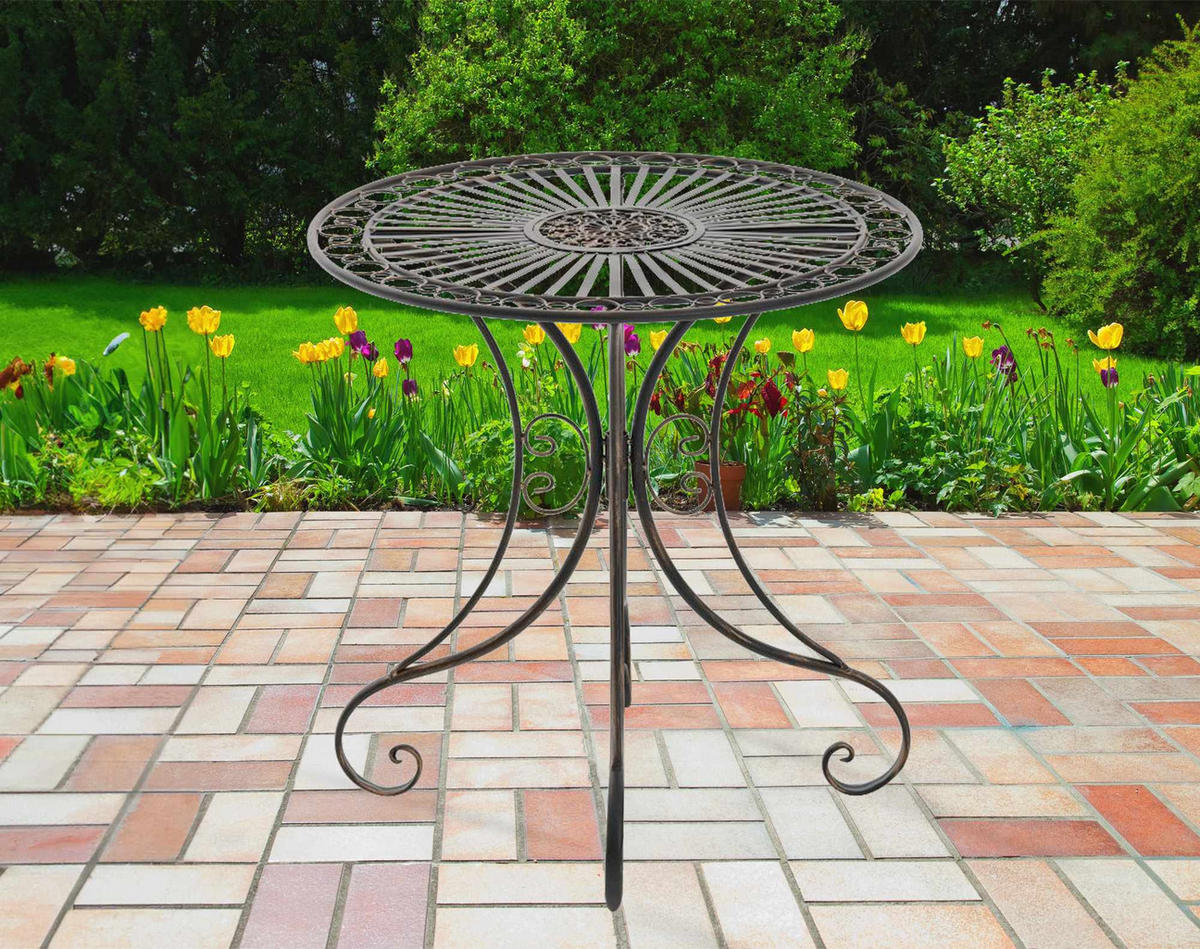 GARTENTISCH rund Ø70 cm Metall bronze - Bronzefarben, Metall (70/70/73cm) - CLP