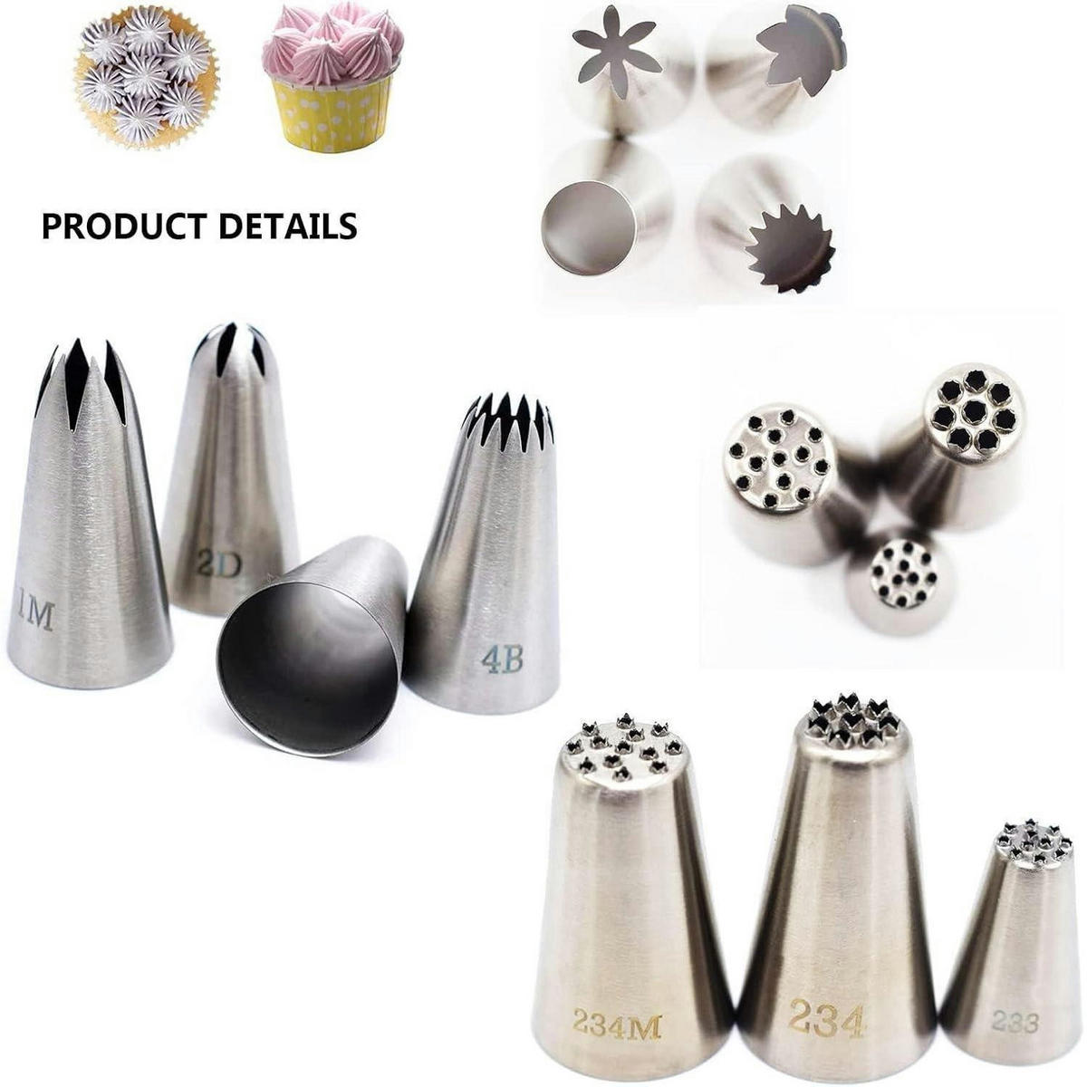 SPRITZTÜLLEN Set 10 Stück Edelstahl - Silberfarben, Metall (2.5/1/4.4cm)