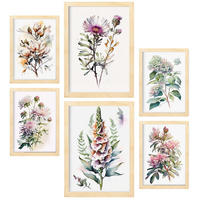 POSTER Set Mit 6 Waldblume Größe A3 & A4 Rahmen aus hellem Holz - Beige, Papier (29.7/1cm) - Nacnic