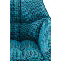 BARHOCKER 2er Set Damaskus Stoff weiß türkis - Blau/Weiß, Textil/Metall (64/110/48cm) - TPFLiving