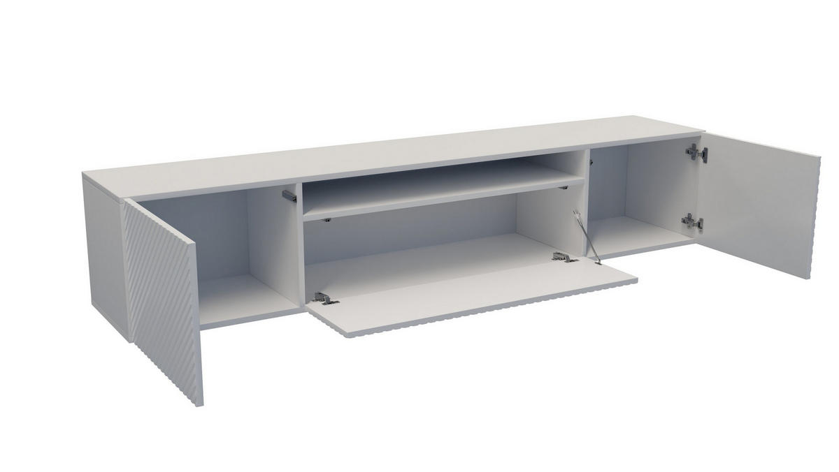 LOWBOARD CAVA 200/41/40 cm, Hängender TV-Schrank Weiß - Weiß, Holzwerkstoff (200/41/40cm) - MASSENO