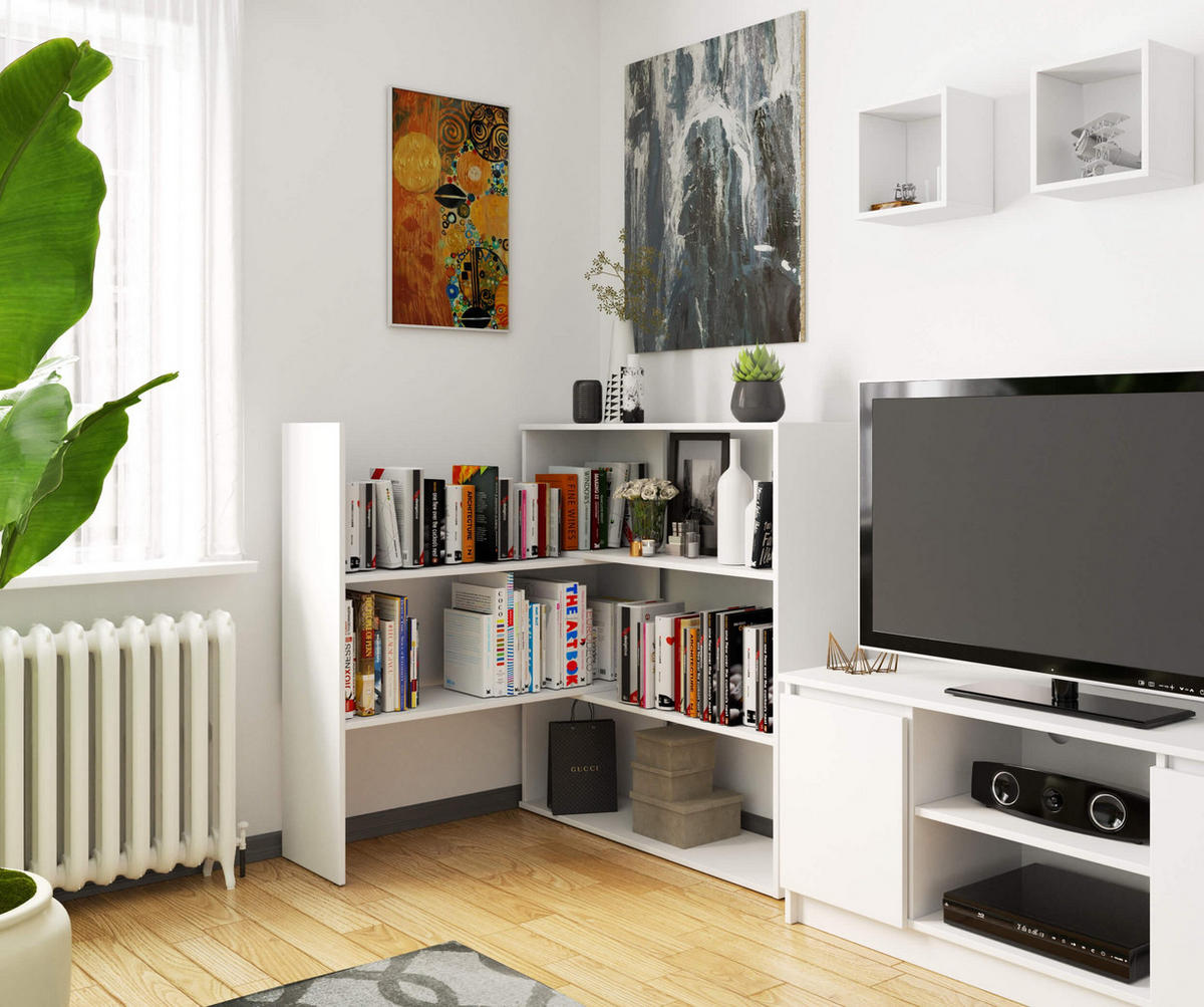 BEWEGLICHES REGAL TWIST Weiß 173,6x109,3x30 cm - Weiß, Holzwerkstoff (173.6/109.3/30cm) - Akord