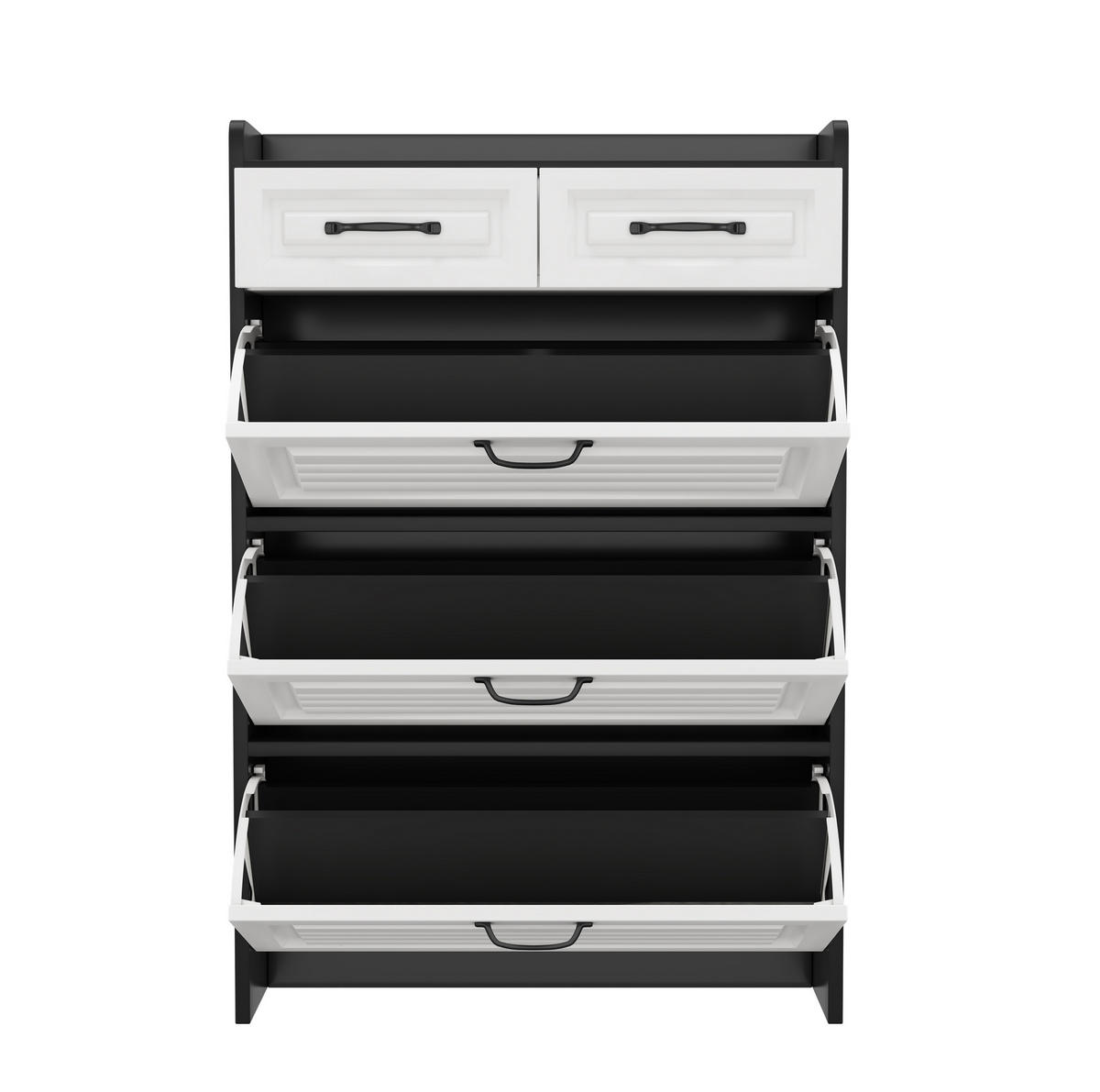SCHUHSCHRANK aus Spanplatte 80x23,5x131cm in Weiß mit 3 Drehregalen & 2 Schubladen - Weiß, Holzwerkstoff (80/131/23.5cm) - Modfu