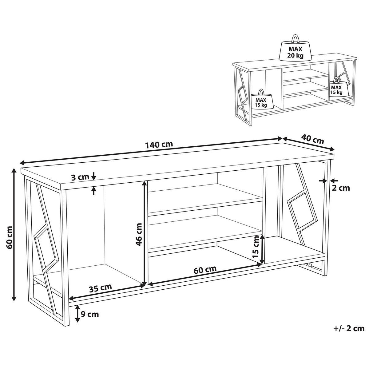 TV OMARICA temno rjava, črna FORRES 40/140/60 cm - temno rjava, leseni material (140/60/40cm) - Beliani