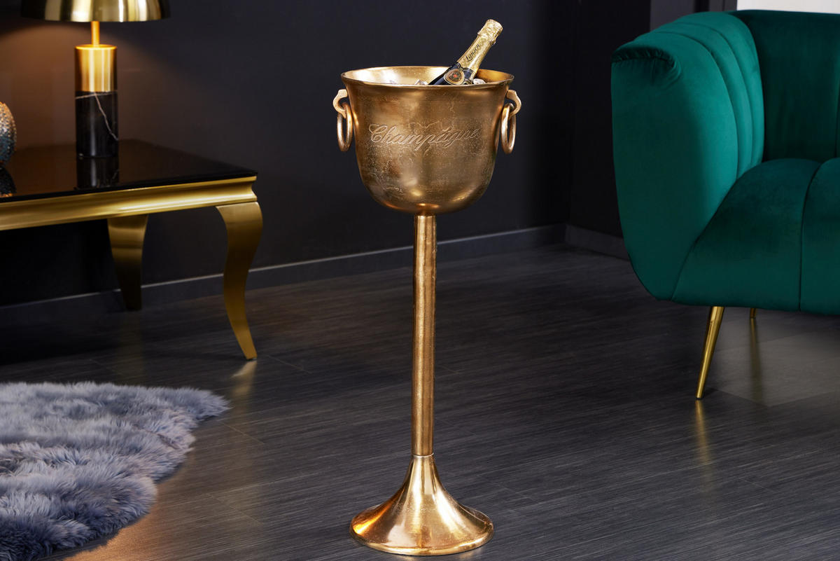SEKTKÜHLER CHAMPAGNE Metall Gold 80 cm - Goldfarben, Metall (32/80cm) - riess-ambiente