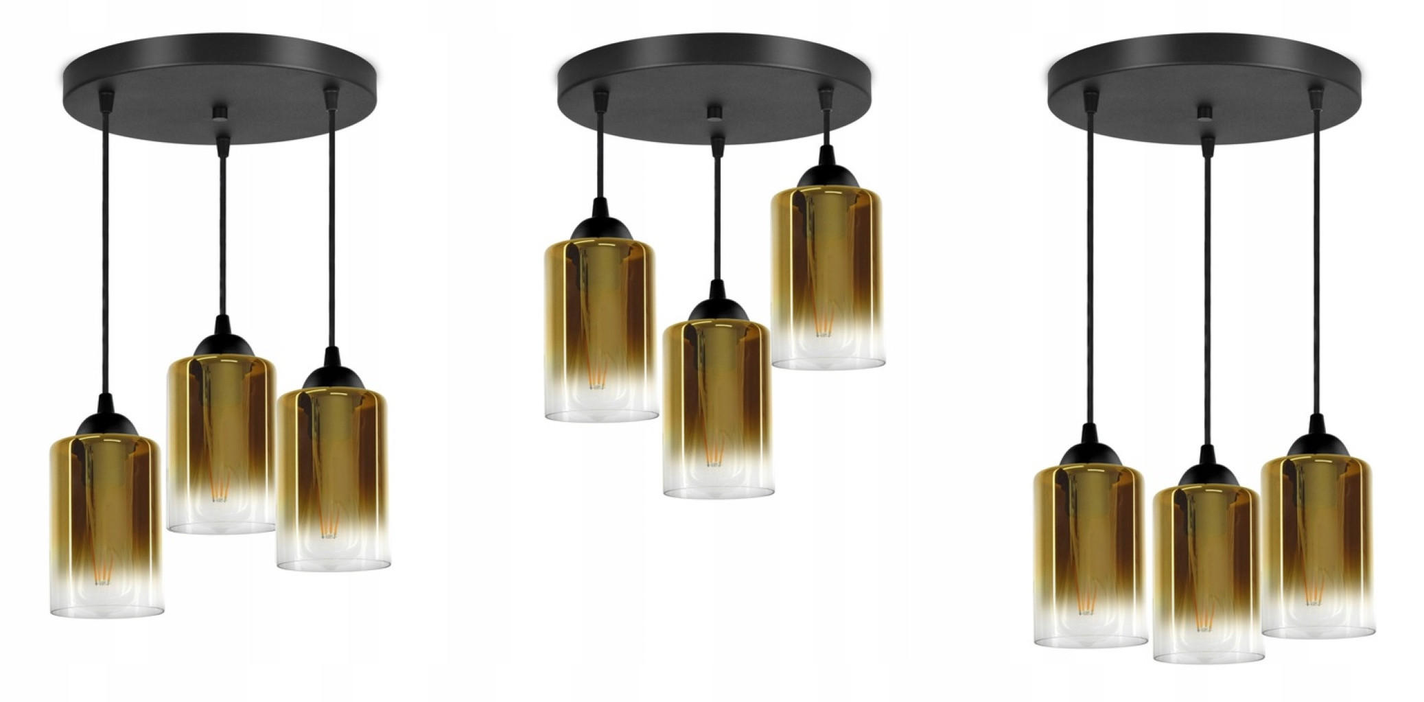 PENDELLEUCHTE GRAF - Transparent/Goldfarben, Glas/Metall (35/35/80cm) - kiki design