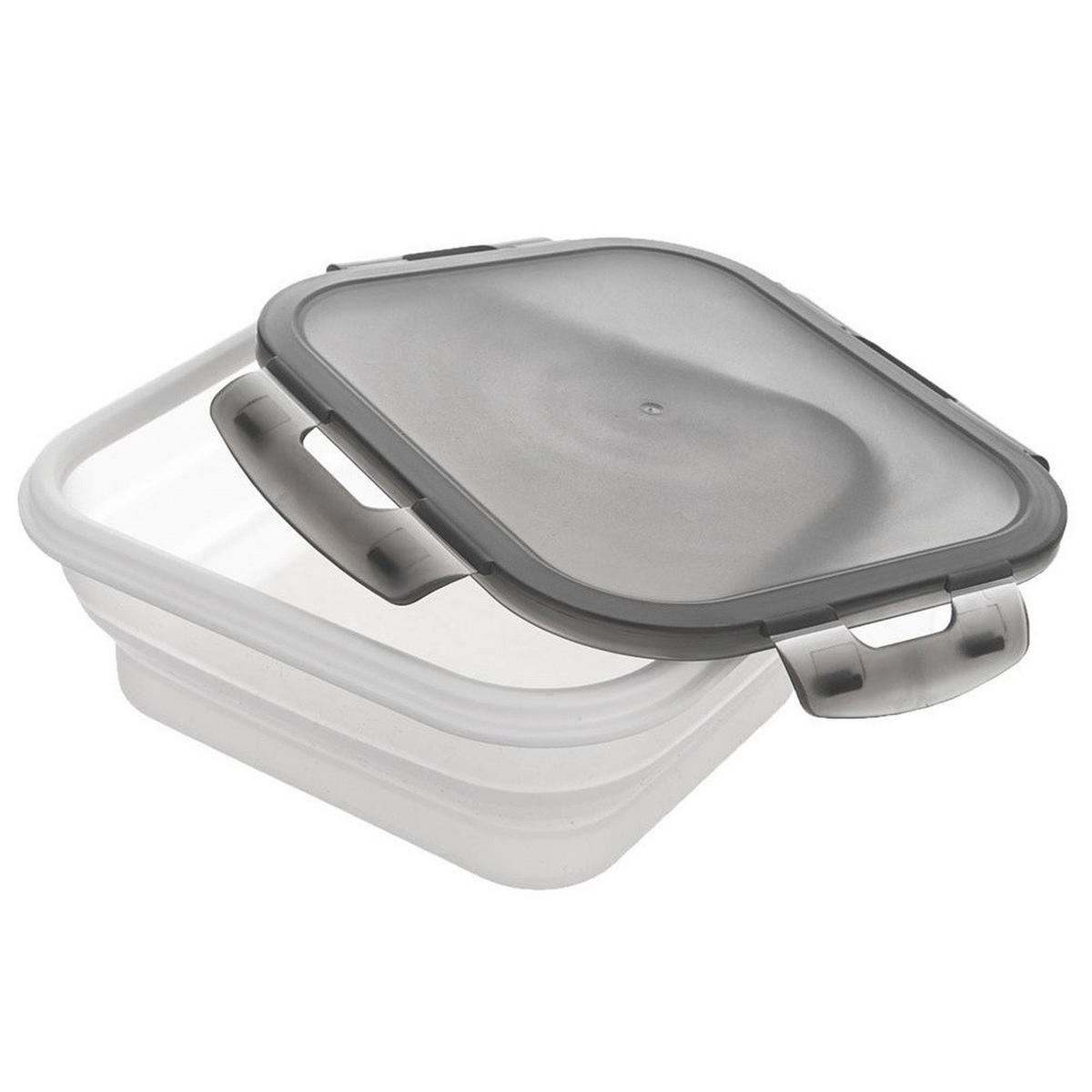 LUNCHBOX Faltbar Silikon 1 l Weiß/Grau - Weiß, Kunststoff (16/7/19cm) - Orion 