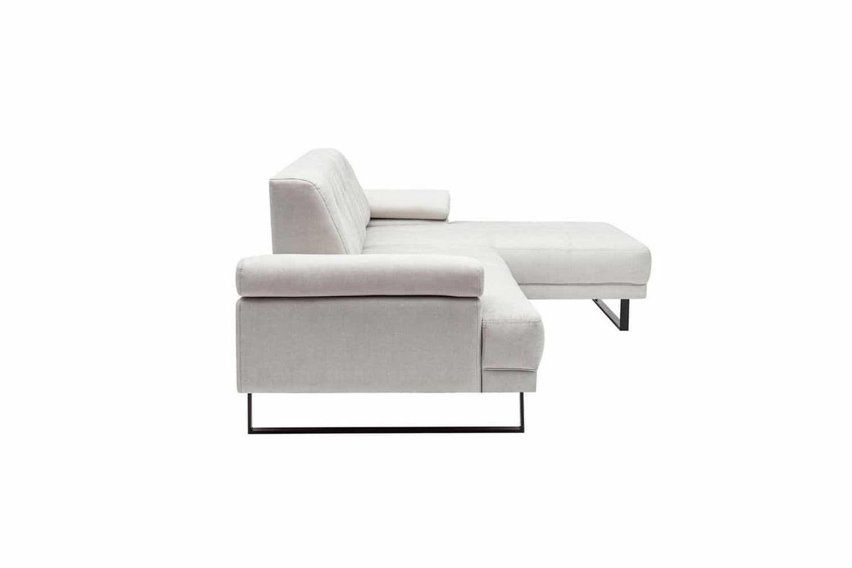 ECKSOFA mit verstellbarer Rückenlehne - Beige/Schwarz, Textil/Metall (174/314cm) - myHomelando