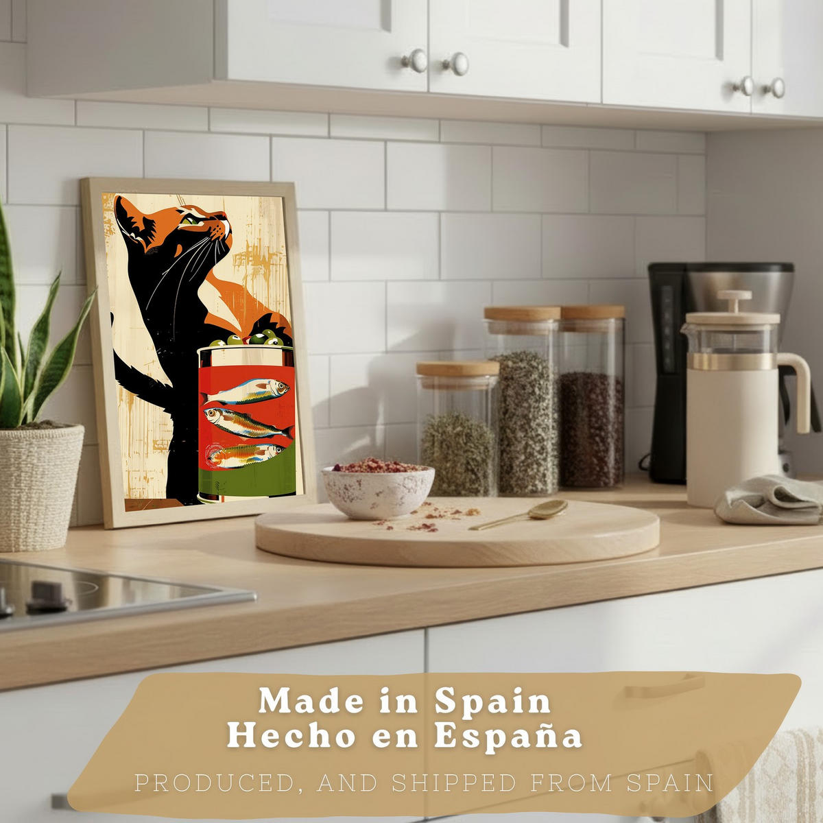 PLAKAT Sada 4 Vintage Cat A4 bez rámu - čirá, papír (29.7/1/21cm) - Nacnic