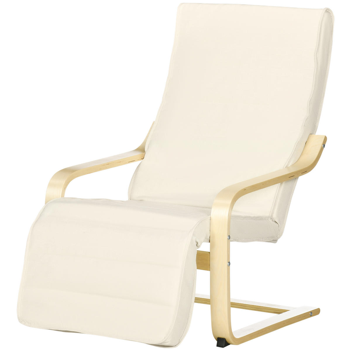 RELAXSESSEL DE-13227 mit verstellbarer Fußstütze & Massivholz Creme - Creme, Holz (66.5/100/94cm) - ComfortXL