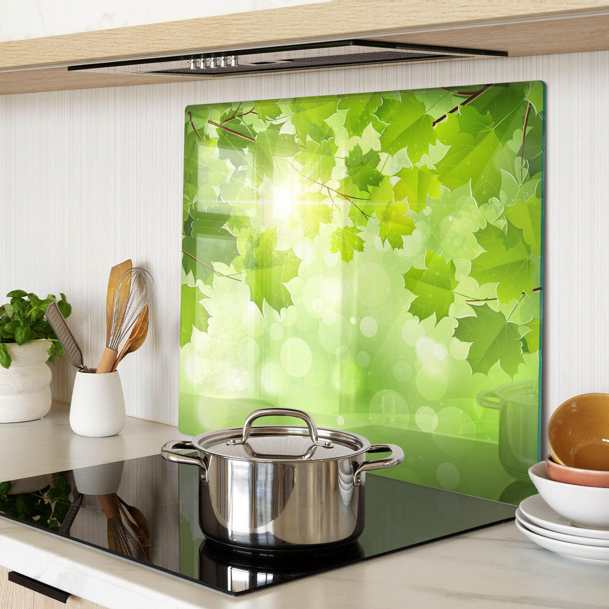 GLASPLATTE 60x52 cm Rosskastanienblätter - Grün, Glas (60/0.4/52cm) - TULUP