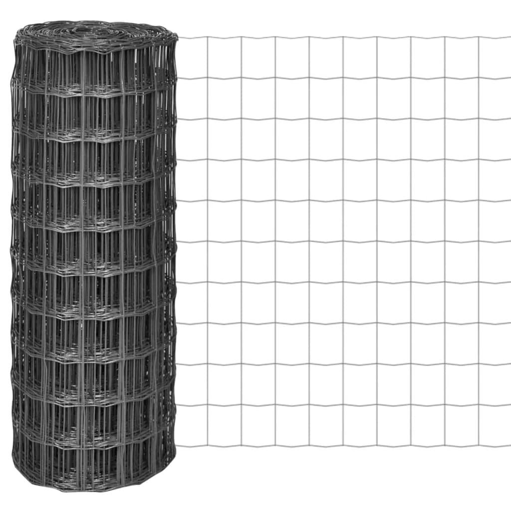 GARTENZAUN, Eurozaun, 25/1 m, aus Stahl und PVC-beschichtet, Grau - Grau, Metall (2500/100cm) - vidaXL