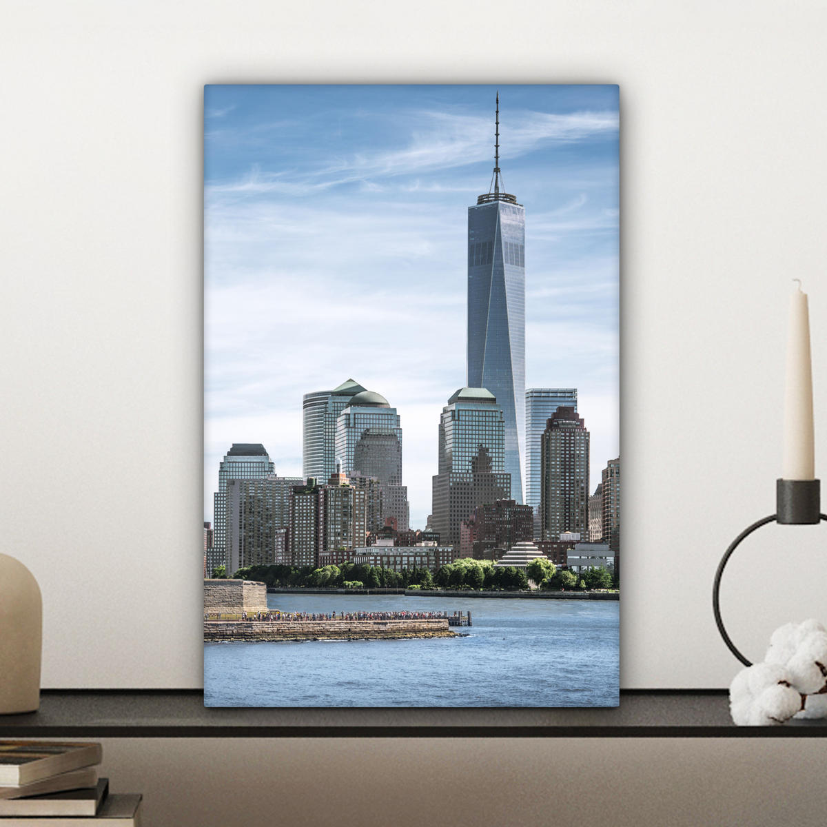 LEINWANDBILD New York - Freiheitsstatue - Wasser 20x30 cm - Hellblau, Textil (20/30cm) - MuchoWow