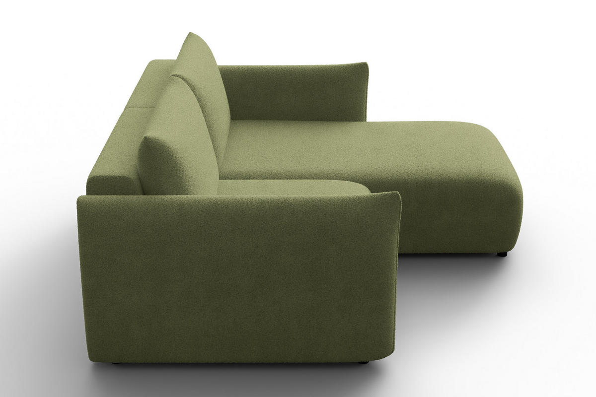 ECKSOFA TAUER 3-Sitzer RECHTS, Bouclé-Stoff grün - Schwarz/Grün, Holz/Textil (206/173cm) - Courtois Laville