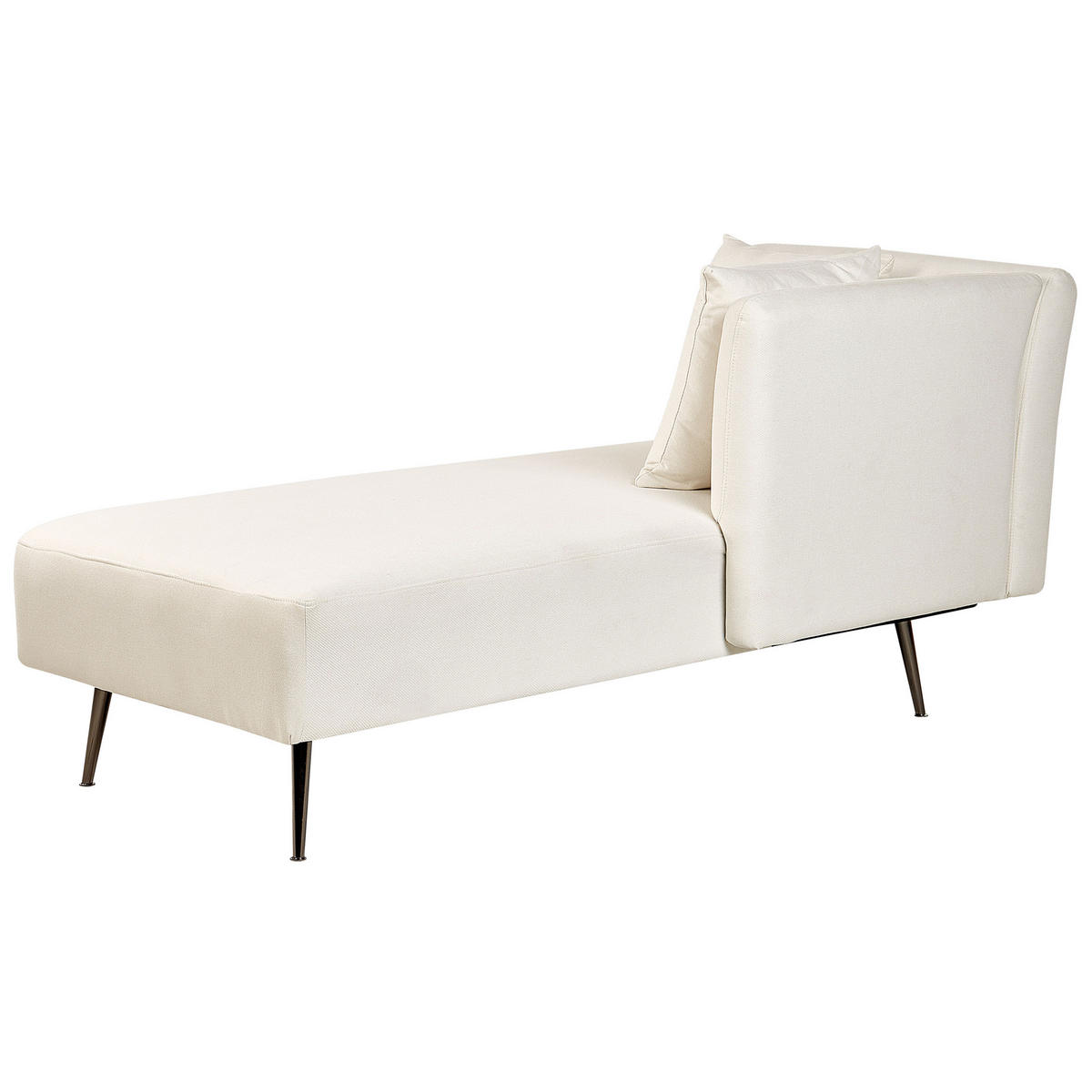 CHAISELONGUE cremeweiß linksseitig Riom - Schwarz/Weiß, Textil (156/75/77cm) - Beliani