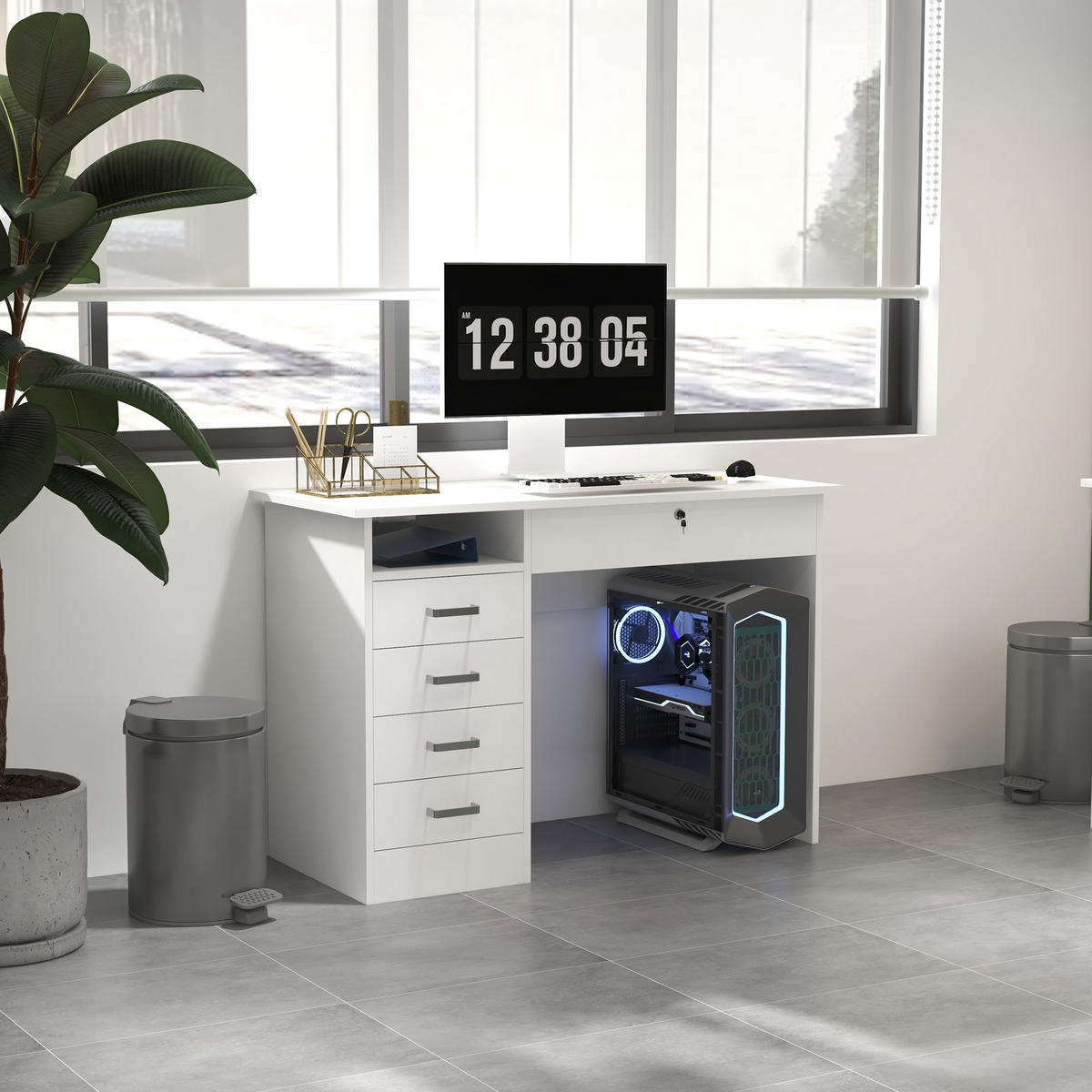 BÜROTISCH Weiß 1 Stück - Weiß, Holzwerkstoff (50/110/76cm) - GiPP