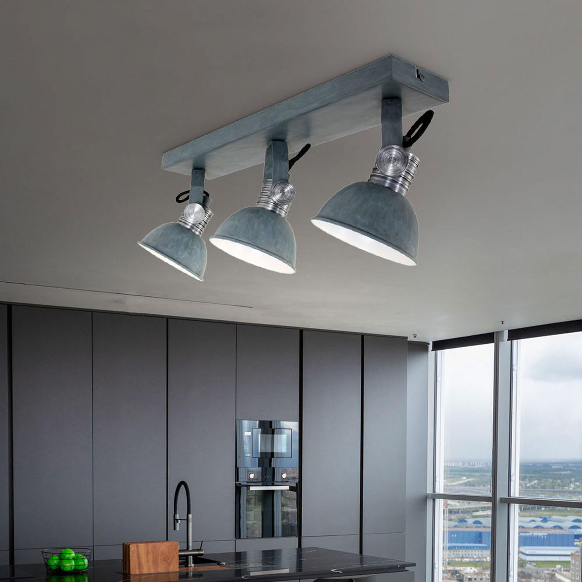 LED DECKENLEUCHTE Brooklyn Grau Metall - Grau, Metall (61/16/12cm)